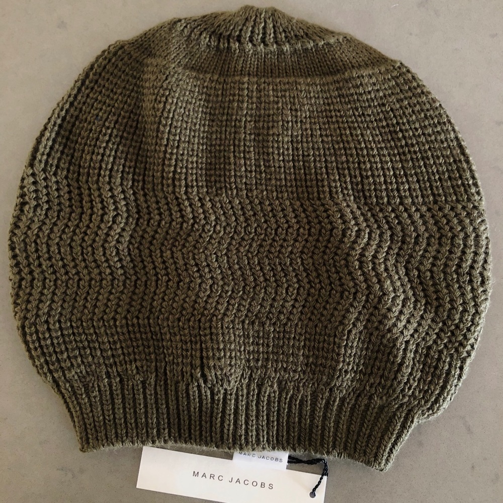 Marc Jacobs Unisex Acrylic Beanie Hat Green New